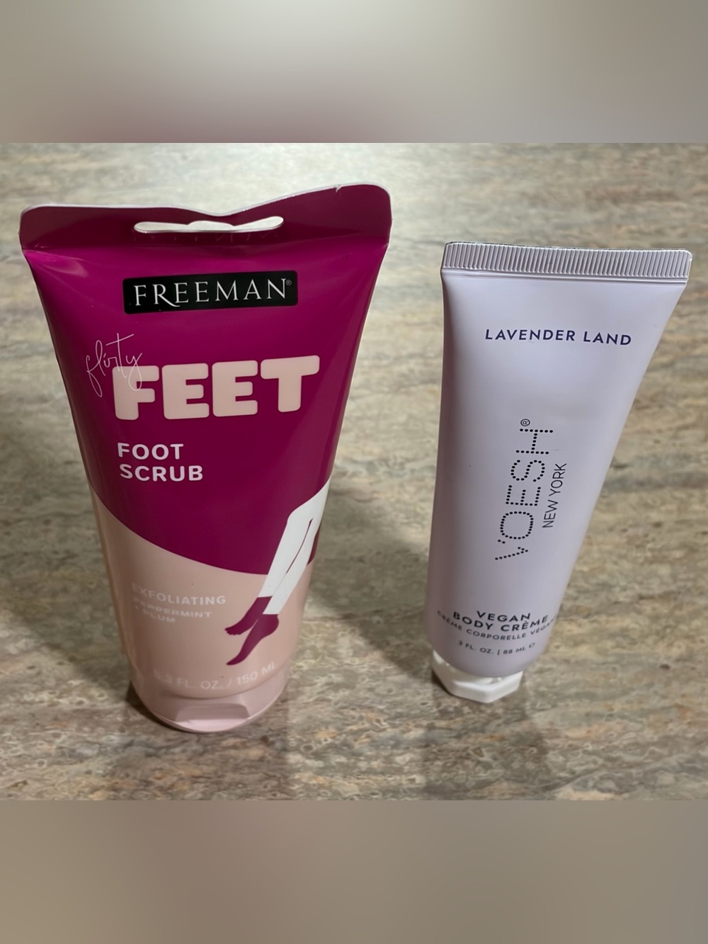 Freeman Pretty Peppermint Plum Feet Foot Scrub & Voesh Lavender Vegan Body Cream